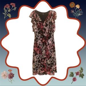 MSK Black and Pink floral print dress - Size 12